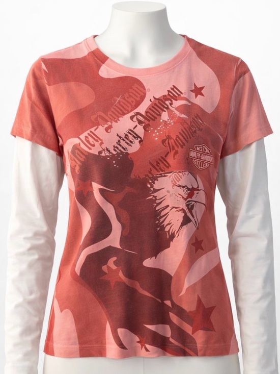Harley-Davidson Tops - Harley-Davidson Pink Eagle Rhinestone Tee Lightweight Women’s Large